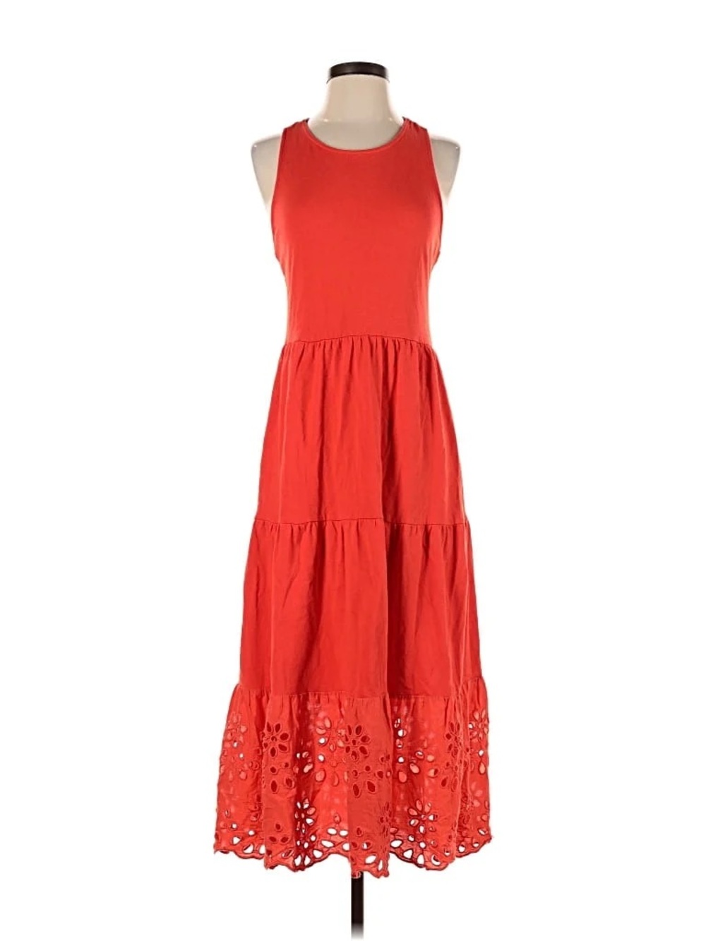 J.Crew Tiered Knit Maxi Dress with Eyelet Trim